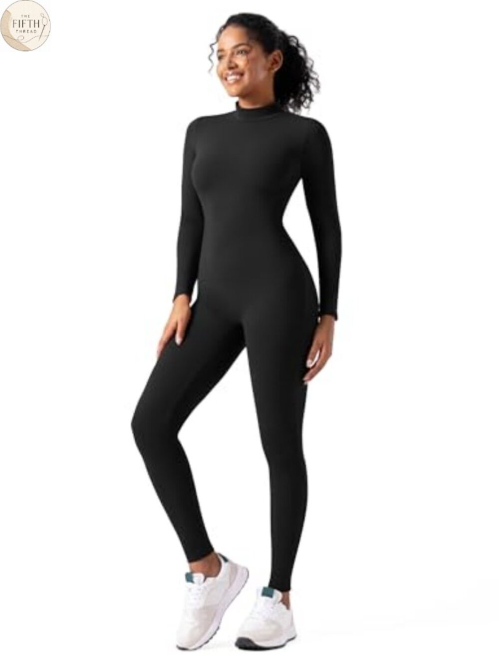 Long Sleeve Zipper Bodysuit One Piece Bodycon Tummy Control Jumpsuit